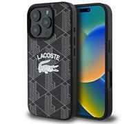 CG MOBILE Lacoste LCHMP16LPIGK - Carcasa para iPhone 16 Pro de 6,3", diseño de monograma vintage, color negro