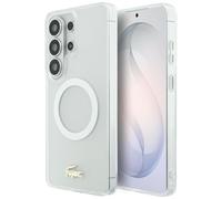 CG MOBILE Lacoste Logo a prueba de golpes en oro mate compatible con funda MagSafe para Samsung Galaxy S26 Ultra (blanco)