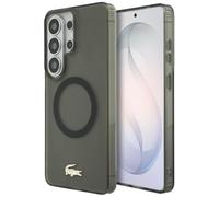 CG MOBILE Lacoste Logo resistente a los golpes en oro mate compatible con funda MagSafe para Samsung Galaxy S26 Ultra (Negro)