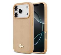 CG MOBILE Lacoste Nomograme Gold Logo Compatible con MagSafe Funda para iPhone 17 Pro Max (Beige)