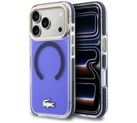 CG MOBILE Lacoste Resistente a los golpes transparente con logotipo dorado esmerilado compatible con MagSafe Funda para iPhone 17 Pro Max (Marina)