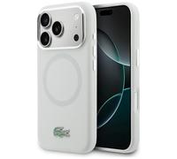 CG MOBILE Lacoste Silicona Metal Logo Compatible con MagSafe Funda para iPhone 17 Pro Max (Gris)