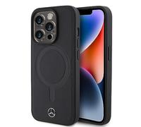 CG Mobile Mercedes-Benz - Funda Compatible con Magsafe iPhone 15 Pro en Color Negro, Funda Protectora y Duradera de Piel auténtica con fácil de Poner, absorción de Golpes y Logotipo de la Firma