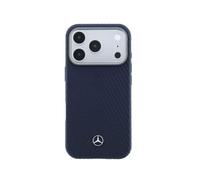 CG MOBILE Mercedes-Benz Funda de Cuero con Textura para iPhone 17 Pro Compatible con MagSafe, Azul Marino