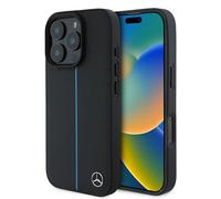CG MOBILE Mercedes-Benz HC - Funda de teléfono diseñada para iPhone 16 Pro Max, duradera, a prueba de golpes, compatible con Magsafe, funda de piel Blue Line, color negro