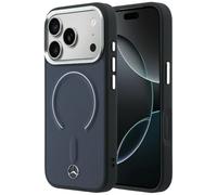 CG MOBILE Mercedes - Funda de piel 3D compatible con MagSafe para iPhone 17 Pro (azul marino)