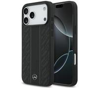 CG MOBILE Mercedes - Funda de piel con diseño de hojas de laurel compatible con MagSafe para iPhone 17 Pro Max (negro)