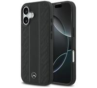 CG MOBILE Mercedes - Funda de piel con hojas de laurel compatible con MagSafe para iPhone 17 (negro)