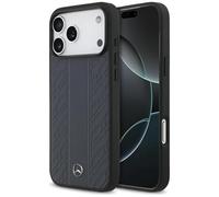 CG MOBILE Mercedes - Funda de piel con hojas de laurel compatible con MagSafe para iPhone 17 Pro Max (azul)