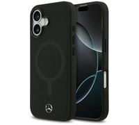 CG MOBILE Mercedes - Funda de piel lisa compatible con MagSafe para iPhone 17 (negro)
