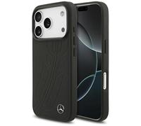 CG MOBILE Mercedes - Funda para iPhone 17 Pro (piel), diseño de hoja de laurel grande, color negro