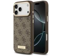 CG MOBILE Placa con logotipo Guess 4G compatible con MagSafe funda para iPhone 17 Pro Max (marrón)