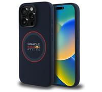 CG MOBILE Red Bull RBHMP15X24SIILVR Funda para iPhone 15 Pro Max de 6,7 pulgadas Azul Marino Licencia Silicona Anillo Rojo Compatible con MagSafe