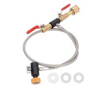 CGA320 Cylinder Refill Adapter Dual Valve CO2 Tank Adapter Hose with Pressure Gauge 1500 PSI Working Pressure Brass Stainless Steel for Large CO2 Tanks to Soda Cans Refilling