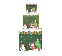 CGACCSD Cajas apilables de Navidad | Set de 3 cajas de regalo Santas Reno Árbol de Navidad,Envasado Emboîtable con Tapas para Cumpleaños Fiestas Año Nuevo,Decoración festiva