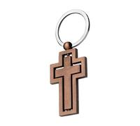 CGACCSD Llavero pequeño con cruz de Jesús, con cruz giratoria de 360 grados, para hombres, fe cristiana, marrón, ver descripción
