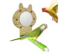 CGACCSD Perchas de Jaula de pájaros, Soporte de Percha de pájaros, Perca DE COCHATIEL DE Madera con MIRRO, Soporte de Conure Decorativo, Accesorios de pie para Loros para Cockatiels pinzones Canarios