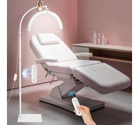 CGBE Lámpara LED de Pie para Pestañas: Plegable Lampara Estetica Profesional con Soporte Móvil - Cabezal Giratorio 360° - Brillo y Altura Regulable Lámpara Media Luna para Extensiones de Pestañas