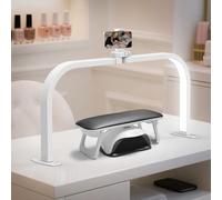 CGBE Lámpara Media Luna Manicura: LED Lámpara de Mesa para Uñas Plegable para Técnico de Uñas - 3 Modos 10 Brillos - Regulable Luz con Soporte para Teléfono para Manicura Tatuaje Manualidad - Blanco