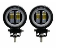 CGBWMB Faros Motocicleta Barra De Luces LED De Trabajo Tipo Ojo De Ángel Para Coche, 4x4, Todoterreno, Camión, Barco, ATV, 12 V, 24 V, Haz De Inundación Blanco(A 2*White and White)