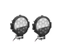 CGBWMB Faros Principales Barra De Luz LED Redonda De 7 Pulgadas Luz De Trabajo LED Superbrillante De 51 W, Luz De Conducción De Haz Puntual De 12 V Y 24 V Faro Coche(2*Black)