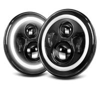 CGBWMB Faros Principales Para Suzuki Para Samurai Para Jimmy Para Bandit 600 Faros Delanteros LED Angel Eye De 7 Pulgadas DRL Y Luces Altas Y Bajos Faro Coche(40w black full halo)