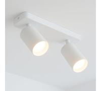 CGC Foco empotrable de techo GU10 con cabezal orientable de doble superficie redonda blanca