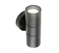 CGC Lighting Aplique de exterior IP44, acero inoxidable, 2 bombillas GU10, luz arriba y abajo (Negro)