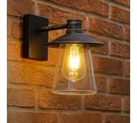 CGC Lighting Aplique de pared exterior con forma de campana, difusor de cristal transparente, E27, IP54, alimentación de red (Bronce)