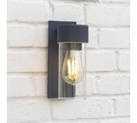 CGC Lighting - Aplique de pared exterior (iluminación gris, E27, LED, difusor transparente, IP54)