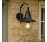 CGC Lighting Farol de pared para exterior con gancho curvo tradicional negro