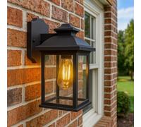 CGC Lighting Farol de pared para exterior de montaje rectangular negro