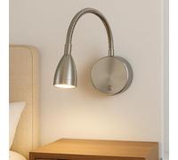CGC Lighting - Lámpara de pared de noche LED, cuello flexible y ajustable, recargable, magnética, lectura USB (níquel)