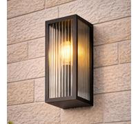 CGC Lighting - Lámpara de pared para exterior (cristal biselado, E27), color negro (Negro)
