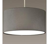 CGC Lighting Lámpara de tela moderna con pantalla de ópalo sólido blanco difusor de tambor colgante lámpara de mesa dormitorio comedor salón (Gris)