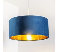 CGC Lighting Pantalla de lámpara colgante de techo para interiores, tamaño grande, material de terciopelo, forro interior reflectante (Azul)