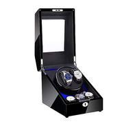 CGCSYZ Caja enrolladora de Relojes automática con Motor súper silencioso y luz LED Azul, Acabado Piano, Forro de Cuero Negro, Ajuste de 4 Modos de rotación