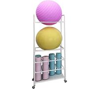 CGCSYZ Soporte para Esterilla de Yoga Que Ahorra Espacio, Organizador de Accesorios de Gimnasio para el hogar, Ideal para colchonetas de Entrenamiento, Pelotas de Yoga, Rodillos（White）
