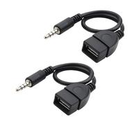 CGEAMDY 2 Piezas Aux a USB Adaptador, 3.5mm a USB 2.0 Hembra Aux Audio Adaptador Cable Convertidor, 3.5mm Macho Aux Audio Jack Plug a USB, para Reproductor De CD, TV, Varios Tipos De Reproductores