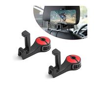 CGEAMDY 2 piezas Car Headrest Hidden Hook, 2 en 1 Percha Coche, Ganchos para Universal con Soporte para Teléfono, ganchos para asientos de coche, Gancho de Soporte para Reposacabezas (Rojo)