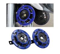 CGEAMDY 2 Piezas Kit Claxon Coche 12v, Bocina De Coche Super Fuerte Tono Alto Y Bajo Kit De Bocina Doble Metálica, Bocina Eléctrica Universal Metálica Super Fuerte Impermeable Coche(Azul)