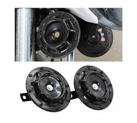 CGEAMDY 2 Piezas Kit Claxon Coche 12v, Bocina De Coche Super Fuerte Tono Alto Y Bajo Kit De Bocina Doble Metálica, Bocina Eléctrica Universal Metálica Super Fuerte Impermeable Coche(Negro)
