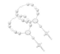 CGEAMDY 2 Piezas Pulsera Espejo Rosario Adornos De Coches Decoración Interior Para Hombres Y Mujeres, Pulsera Rosario Espejo Retrovisor Colgante Adecuado Para Camiones Motos Coches(Blanco)