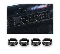 CGEAMDY 4 Piezas Cubierta de Botón de Aire Acondicionado, Accesorios Universales para Tacoma y Más, Aleación de Aluminio CD Cubierta Interruptor Perilla Anillo Cubierta Embellecedora(Negro)
