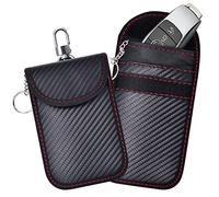 CGEAMDY Bolsa Faraday Llave, Funda Anti-RFID de 2 Piezas, Protección Contra Robo de Señal, Hacking y Bloqueador de Señal de Llave (Coche) (Textura Fibra Carbono)