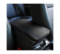 CGEAMDY Cojín de apoyabrazos de coche de piel, funda para consola central para apoyabrazos, accesorios cómodos para asientos de coche para la mayoría de coches, motocicletas y SUVs (Azul Negro)