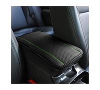 CGEAMDY Cojín de apoyabrazos de coche de piel, funda para consola central para apoyabrazos, accesorios cómodos para asientos de coche para la mayoría de coches, motocicletas y SUVs (Verde Negro)