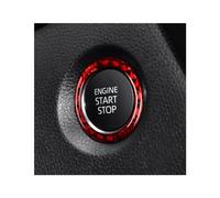 CGEAMDY Cubierta Botón Arranque Coche, Anillo Protector y Embellecedor Para Motor, Decoración De Carbono (Rojo)