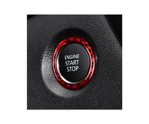 CGEAMDY Cubierta Botón Arranque Coche, Anillo Protector y Embellecedor Para Motor, Decoración De Carbono (Rojo)