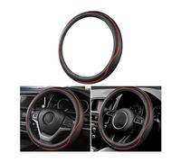 CGEAMDY Funda Volante Coche, Cubre Volante Cuero 37-38cm, Cubre Volante Sport Antideslizante Transpirable, Funda Volantes Coche Universal, Accesorios Decoración para Volantes(Negro y Rojo)
